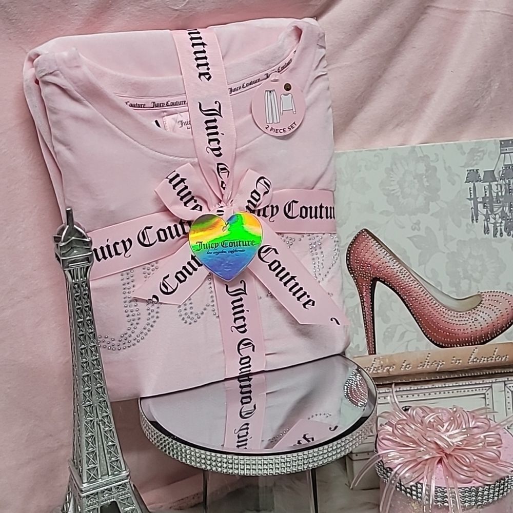 JUICY COUTURE Pink Velour Logo Lounge Set Size Medium 1573 NWT